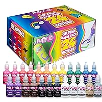Puffy, 1 fl oz, 3 Stencils & 2 Paintbrushes 3D Paint, 24 Pack, Rainbow, 24 Color Pack (PUFFLRGPK)