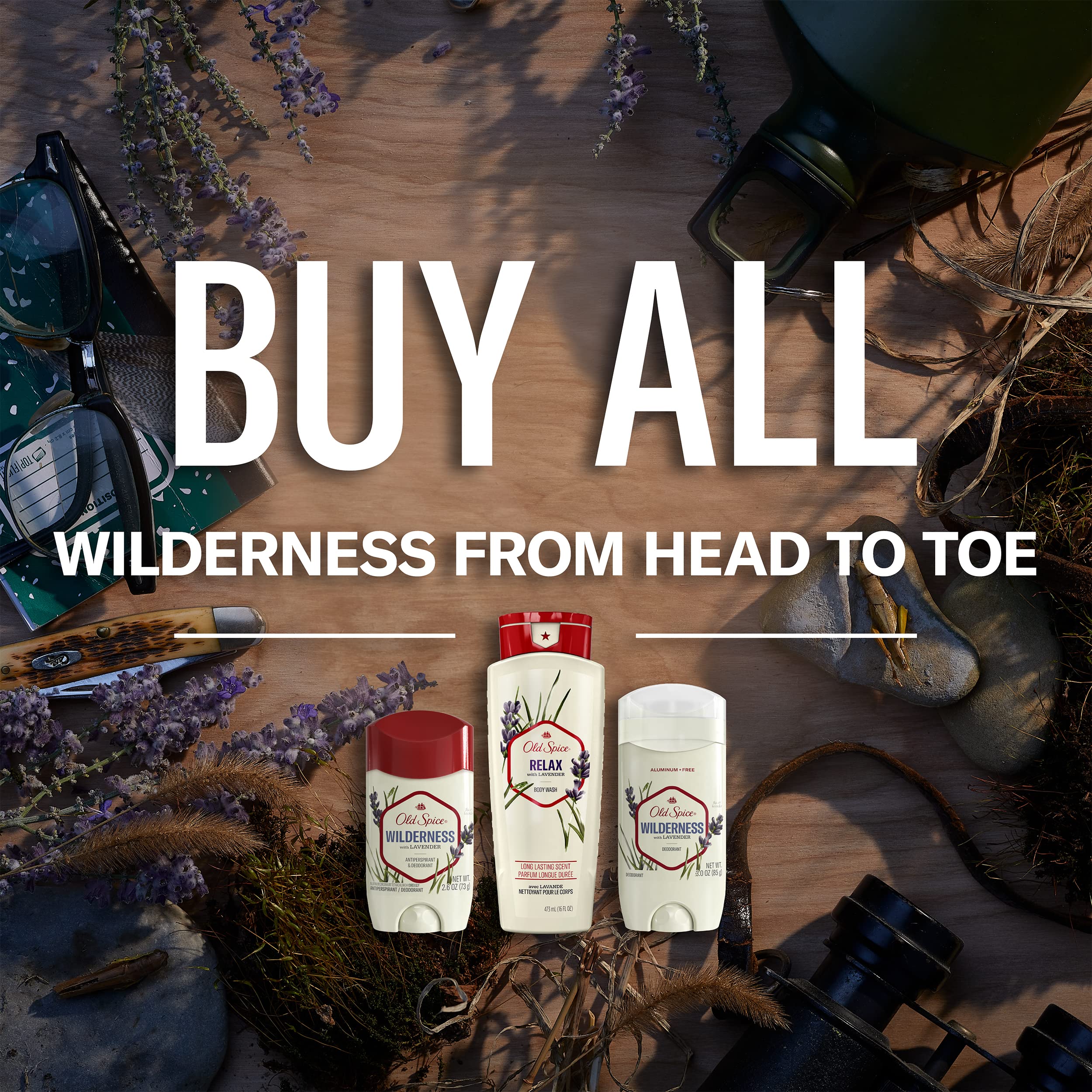 Old Spice Antiperspirant Deodorant for Men Inspired by Nature Wilderness With Lavender Invisible Solid 2.6 oz
