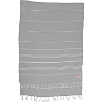 Bersuse 100% Cotton - Anatolia XL Throw Blanket Turkish Towel - 61 x 82 Inches, Silver Grey