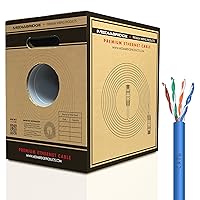 Mediabridge Pure Copper Cat6 Cable (500 Feet, Blue) - 10Gbps Ethernet, Solid, in-Wall Rated, w/Premium Snagless Pull-Out Box - (Part# C6-500-BLUE)