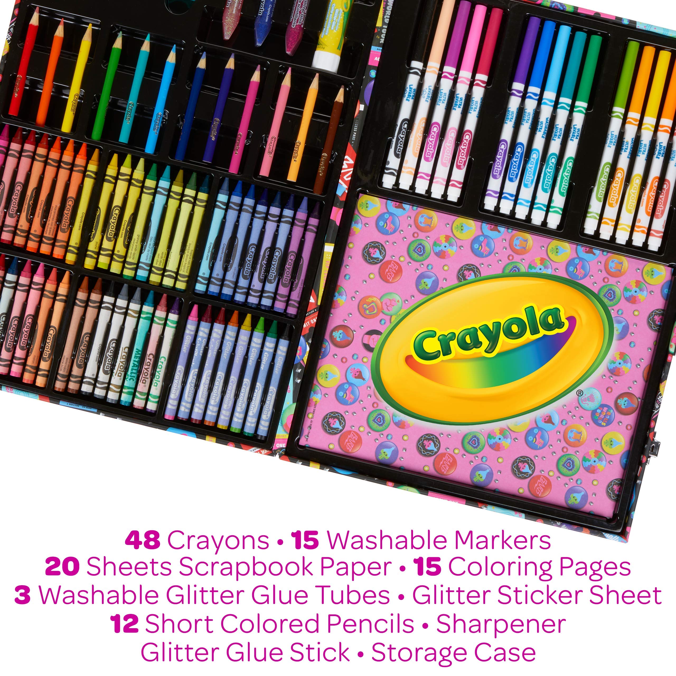 Crayola Trolls World Tour Inspiration Art Case, Over 110 Pieces, Art Set, Gifts for Kids, Age 5, 6, 7, 8
