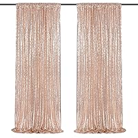 2 Panels Champagne Gold Sequin Backdrop 2FTx8FT Glitter Backdrop Party Decorations Wedding Birthday Photo Backdrop