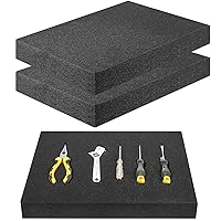 Fabbay 3 Pcs Cuttable Polyurethane Foam Pads, 16 x 12 x 2 Inches Packing Foam Sheets Black Foam Inserts for Cases Foam Padding 2 Inch Thick for Toolbox Camera Storage and Crafts