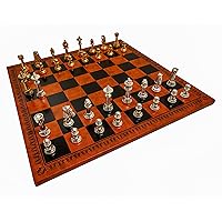 Bello Collezioni - Via Marzio Solid Brass Luxury Staunton Chessmen Drenched in 24-Karat Gold/Silver Plate & Georgio Leatherette Chess Board from Italy, with Two Extra Queens