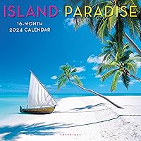 Graphique 2024 Island Paradise Wall Calendar | 12” x 12” | Thick Paper | Home & Office Organizer | Large Monthly Grid | 3 Languages & Marked Holidays | 4 Month Preview Page for 2025