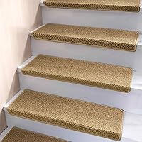 Bullnose Carpet Stair Treads, Non Slip Stair Treads for Wooden Steps Indoor, Stair Runner, Soft Stair Rugs, Edging Stair Protectors, Washable, 29.5