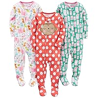 Simple Joys by Carter's Toddlers and Baby Girls' Snug-Fit Footed Cotton Pajamas, Pack of 3