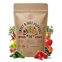 Organo Republic 14 Sweet & Hot Peppers Seeds Variety Pack 700 Seeds Non-GMO Peppers Seeds for Outdoor & Indoor Home Gardening Anaheim Jalapeno Habanero Cayenne Serrano Poblano Cubanelle Pepperoncini