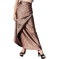 RaanPahMuang Brand Thick Geometric Stamped Thai Soft Silk Formal Wrap Skirt