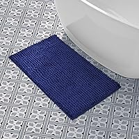 Laura Ashley Butter Chenille Bath Rug, Absorbent Shaggy Bathroom Mat, Non Slip Plush Carpet Rugs for Tub and Sink - (20
