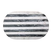 Bloomingville Marble Cheese and Cutting Board with Stripes, Black and White