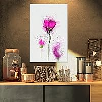 PT13723-16-32 Watercolor Purple Daisy FlowersFloral Canvas Artwork Print, 16x32