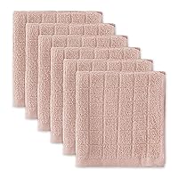 DII Basic Terry Collection Solid Windowpane Dishcloth Set, 12x12, Pale Mauve, 6 Count