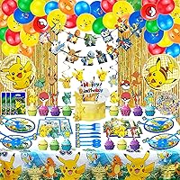 267 Pcs Birthday Party Supplies for Kids, Birthday Party Decoration for 20 Guest，Included Paper Plates, Foil Curtains, banner,Napkins, Tablecloth, Cake Topper, Gift Bags,Invitation Cards