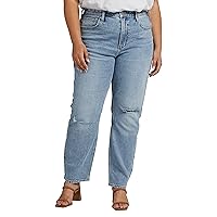 Silver Jeans Co. Women's Plus Size Highly Desirable High Rise Straight Leg Jeans