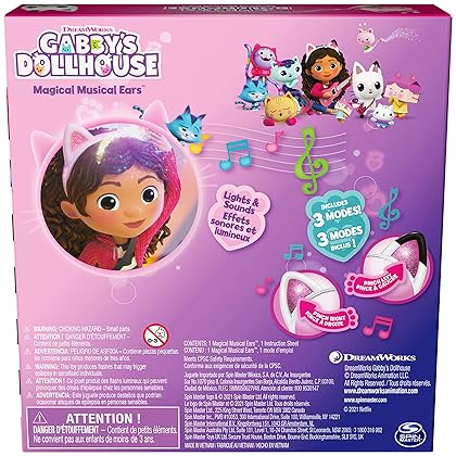 Gabby's Dollhouse, Magical Musical Cat Ears with Lights, Music, Sounds and Phrases, Kids Toys for Ages 3 and up