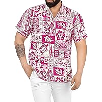 LA LEELA Men's Hawaiian Shirt Tropical Beach