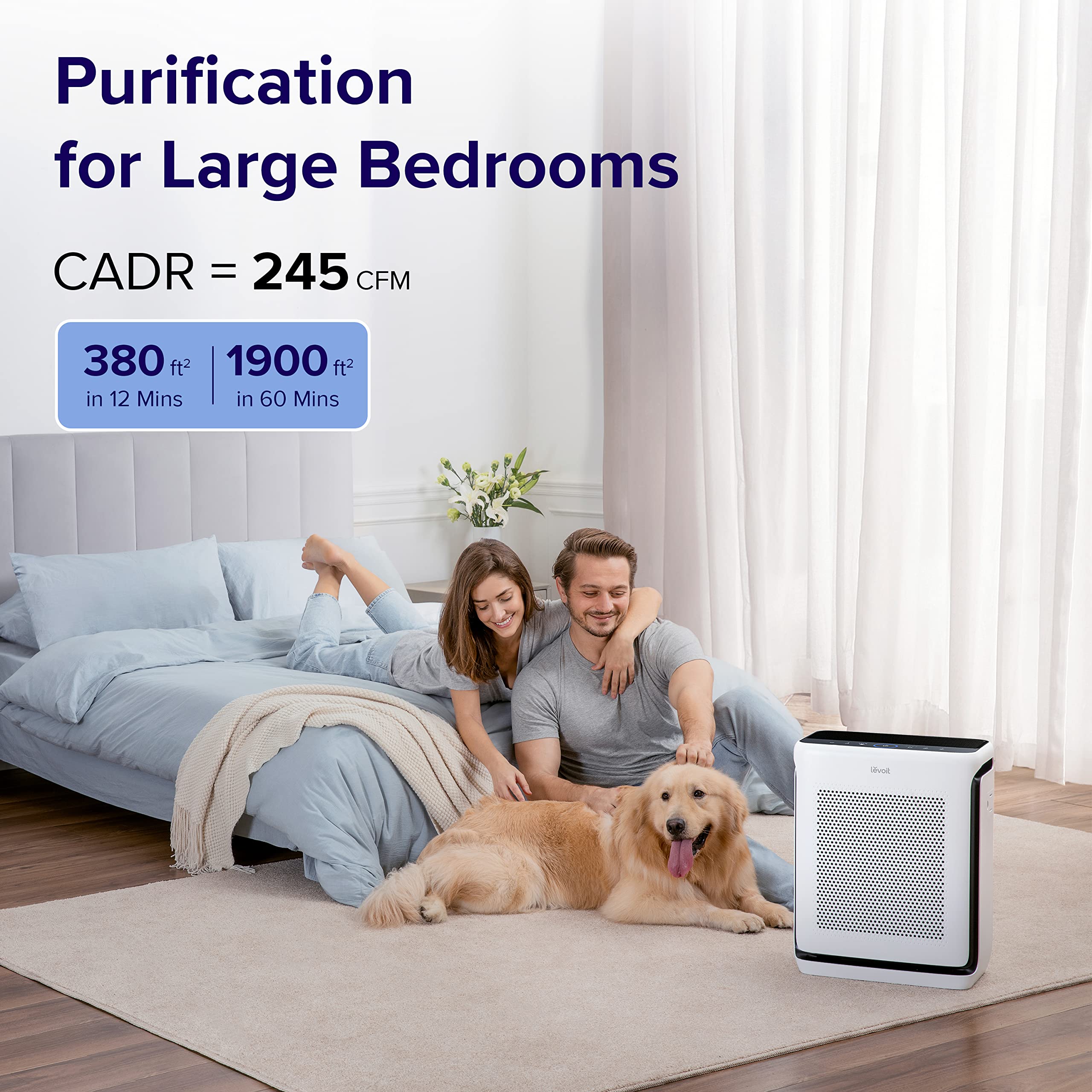 LEVOIT Air Purifiers for Home Large Room Up to 1900 Ft² in 1 Hr with Washable Filters, Air Quality Monitor, Smart WiFi, HEPA Filter Captures Allergies, Pet Hair, Smoke, Pollen in Bedroom, Vital 200S