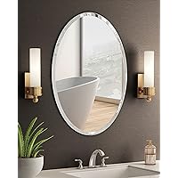 KOHROS Oval Beveled Polished Frameless Wall Mirror for Bathroom, Vanity, Bedroom (20