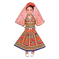 AHHAAAA Girls Cotton Costume Radha Dress Leghnga Choli Chania Choli with Dupatta Set 002