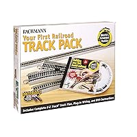 Bachmann Trains Snap-Fit E-Z TRACK WORLD’S GREATEST HOBBY FIRST RAILROAD TRACK PACK - NICKEL SILVER Rail With Grey Roadbed - HO Scale Medium