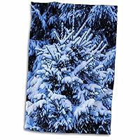 3dRose Snow Covered Young Spruce Tree. Blue Christmas - Towels (twl-264097-1)