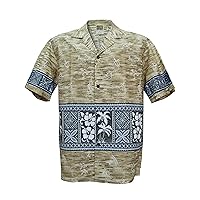 Tapa Palms Hawaiian Aloha Shirt; Made in Hawaii [Cream XL]