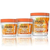 Garnier Fructis Repairing Treat 3-in-1 Hair Mask (Mask + Conditioner + Leave-In) with Papaya for Dry, Damaged Hair, 13.5 Fl Oz (1 Item) + 3.4 Fl Oz (2 Items), 1 Kit (Packaging May Vary)