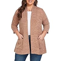 Long Plus Size Cardigans for Women Casual Open Front Tops with Pockets