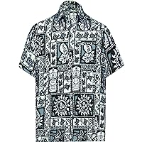 LA LEELA Men's Hawaiian Shirts Short Sleeve Button Down Shirt Floral Shirt Men Casual Holiday Summer Tropical Island Shirts for Men Funny XL Black