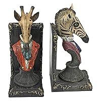 Serengeti Soiree Giraffe and Zebra Book End Statues, 8 Inch, Set of Two, Full Color