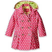 London Fog Girls' Little Lightweight Trench Dress Coat Jacket, Pink Polka Dot, 5/6