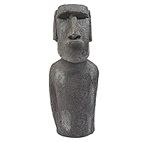 Design Toscano NY1500 Easter Island AHU Akivi Moai Monolith Garden Statue, Small, Grey Stone