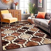 Superior Indoor Small Area Rug, Jute Backed, Perfect for Living/Dining Room, Bedroom, Office, Kitchen, Entryway, Modern Geometric Trellis Floor Decor, Viking Collection 4' x 6' - Coffee