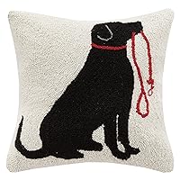 Peking Handicraft Lab and Leash Hook Pillow,Black/Red, 16