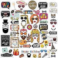 60s Birthday Photo Booth Props Mega Pack with 82 Pieces