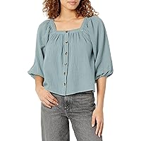 UNIONBAY Women's Square Neck Crinkle Gauze Top