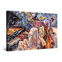Startonight Canvas Wall Art Abstract - Orange Jazz Orchestra Music Painting - Large Artwork Print for Living Room 32