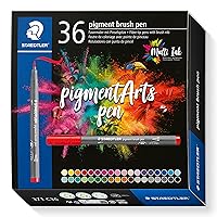 STAEDTLER Pigment Arts Brush Pen - Assorted Basic Colours, Pack of 36, 371 C36