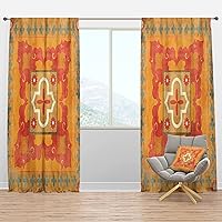 Blackout Curtains 'Moroccan Orange Tiles Collage III' Curtains for Bedroom, Curtains for Living Room, Curtains & Drapes - Thermal Insulated -Single Panel -52x108
