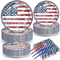 50 Guests American Flag Patriotic Party Decorations Plates Napkins Memorial Day Party Tableware Set Independence Day Party Supplies 4th of July Veterans Day Election Day Paper Plates Napkins 200PCS