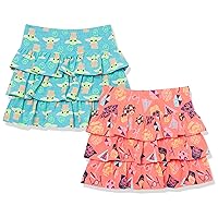 Amazon Essentials Disney | Marvel | Star Wars | Frozen | Princess Girls' Knit Ruffle Scooter Skirts (Previously Spotted Zebra), Pack of 2, Neon Star Wars Child, XX-Large