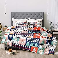 Deny Designs Heather Dutton Christmas Collage Chill Comforter Set with Pillow Shams, King, Multi