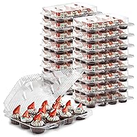 Stock Your Home Mini Disposable Plastic Cupcake Containers (40 Pack) 12 - Count Tray Compartment, Small or Mini Cupcakes Box/Holder/Carrier with Clear Connected Dome Lid, BPA Free