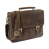 Mens REAL Leather Briefcase Vintage Look Satchel Office Shoulder Bag A167 Brown