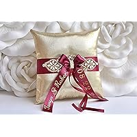 One Ring Bearer Pillow ONLY in Gold and Burgundy Color + Personalization