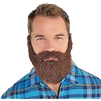 Amscan Brown Lumberjack Beard and Moustache (Adult Size) 1 Pc. - Natural-Looking Synthetic Hair, Perfect for Cosplays and Costume Parties