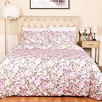 Superior 300-Thread Count Cotton Duvet Cover Bed Set with Pillow Shams, Durable and Breathable, Machine Washable, Vintage Floral Bedding Boho Wildflower, King/California King, Cream