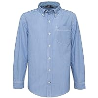 Tommy Hilfiger Boys' Long Sleeve Woven Button-Down Shirt, Tommy Stripe Strong Blue, 6