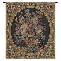 Floral Composition In Vase Dark Green Italian Tapestry Wall Hanging - 25 in. x 30 in. Cotton/Viscose/Polyester by Charlotte Home Furnishings